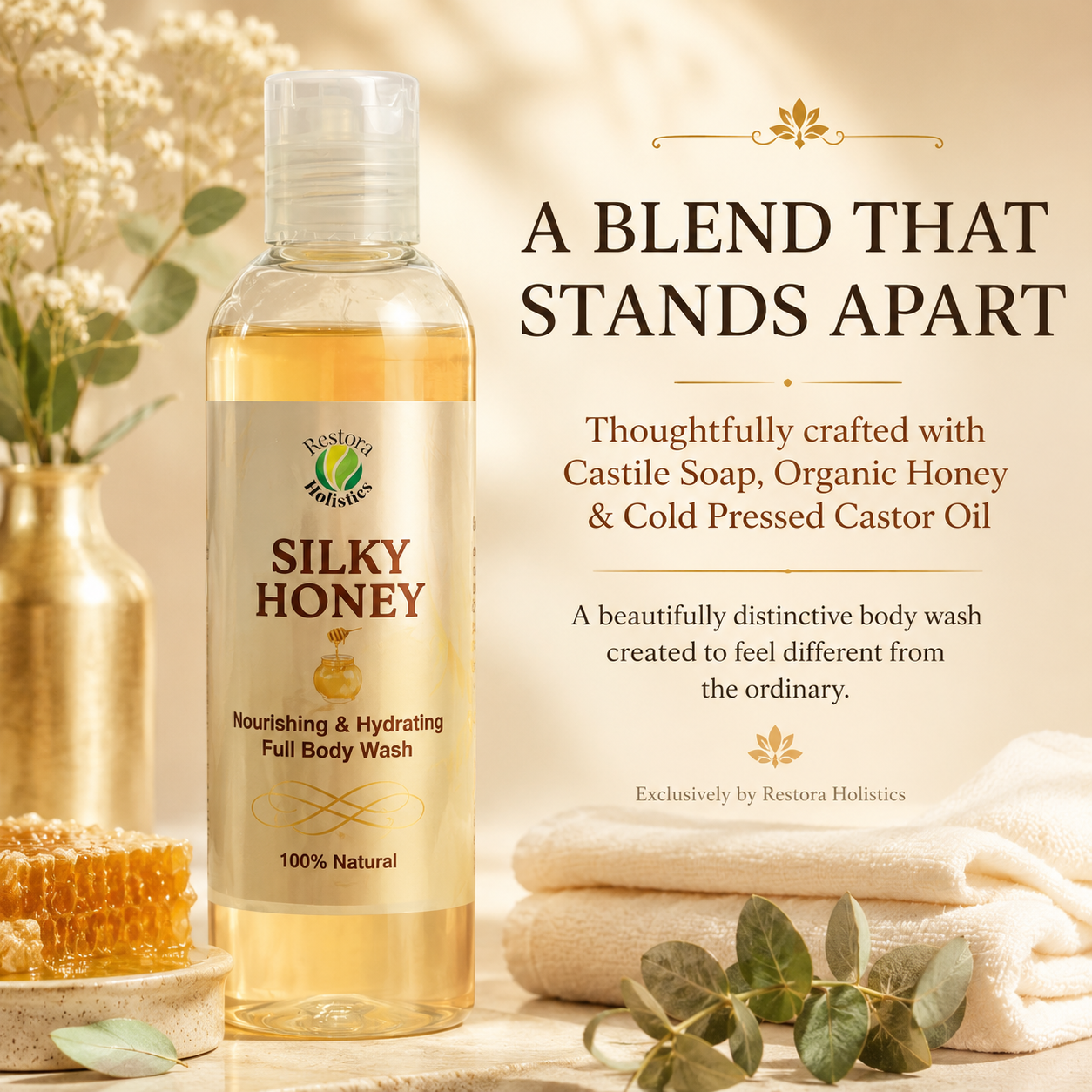100% natural Castile soap – honey and castor oil unscented bar – Restora Holistics
