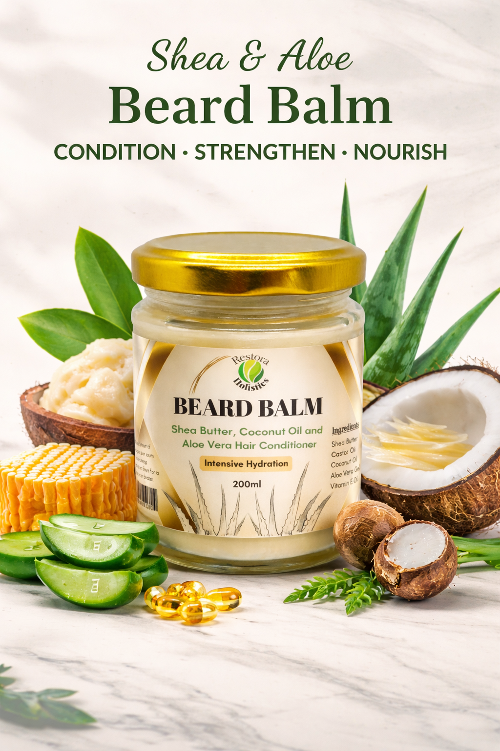 Beard Balm for men – natural moisturising beard styling product – Restora Holistics

