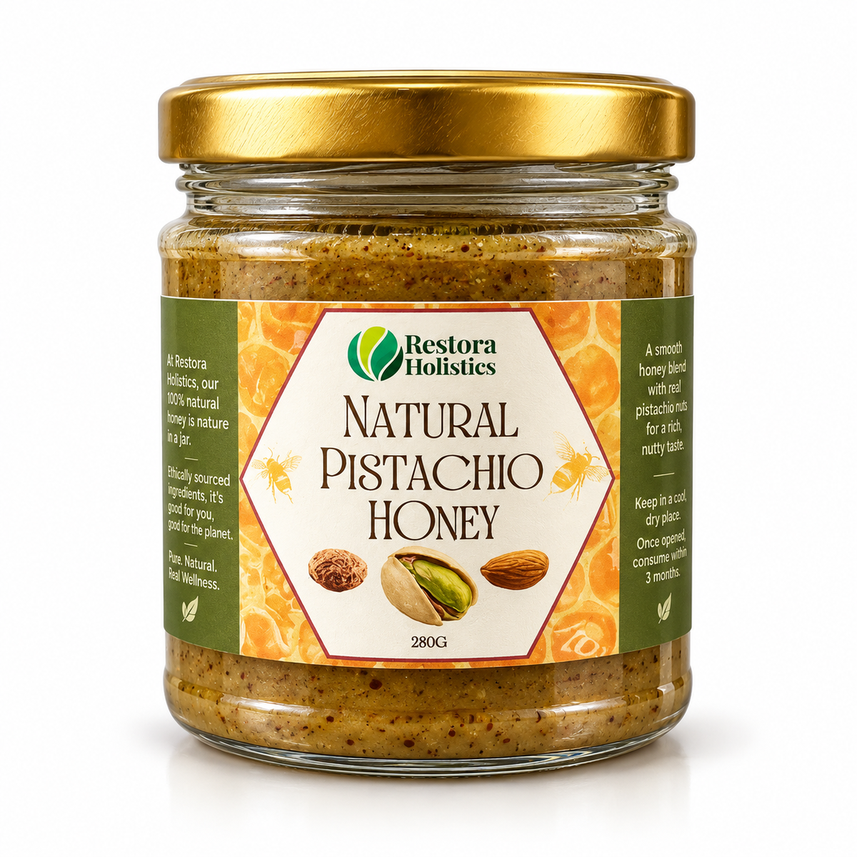 Pistachio Honey – Creamy Nutty Honey with Cinnamon, Vanilla & Nutmeg