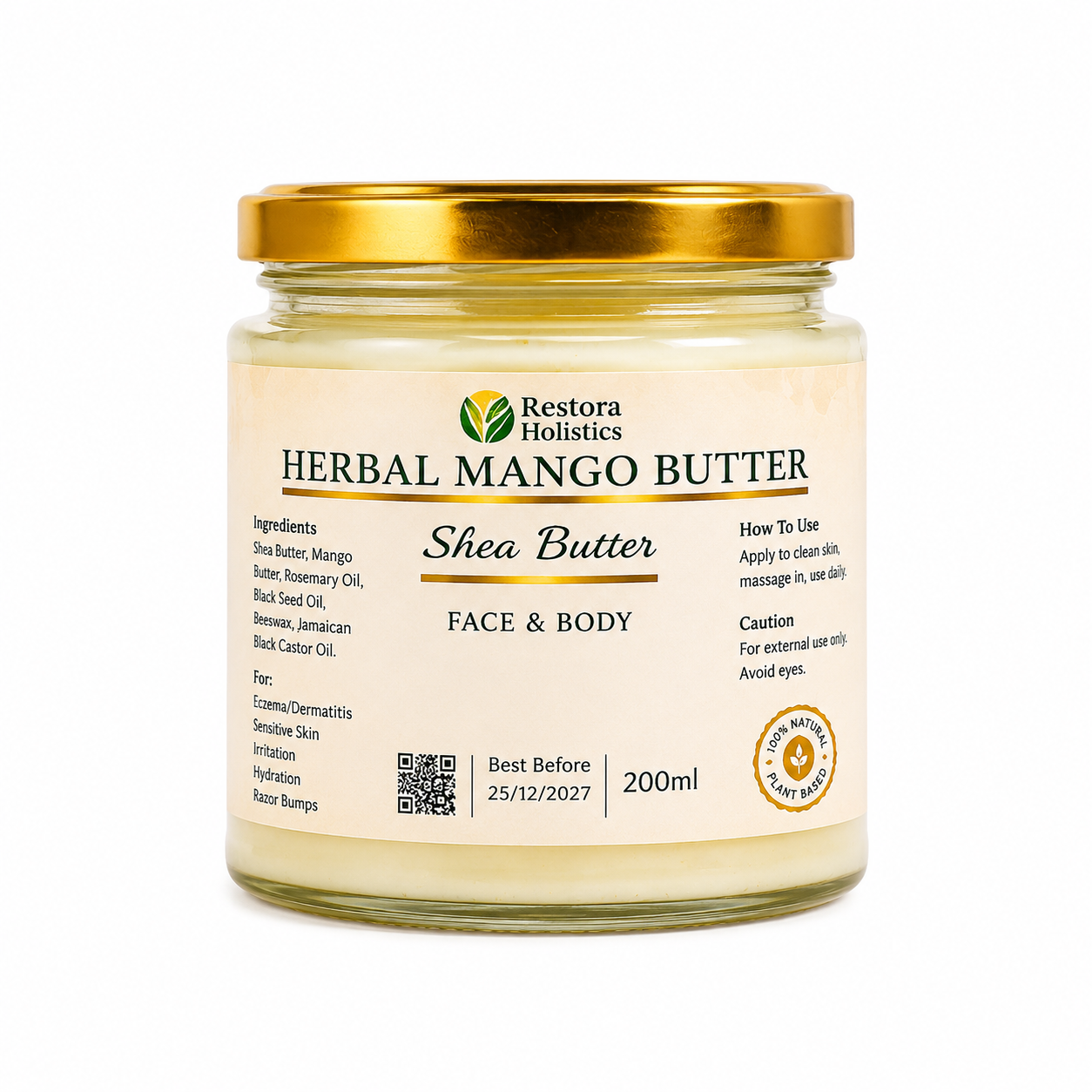 Shea Butter & Mango Butter Eczema Cream | Natural Moisturiser for Dry & Sensitive Skin