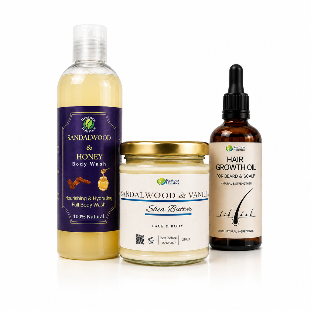 Complete Men's Grooming Bundle – natural beard balm body wash and hair oil set – Restora Holistics
