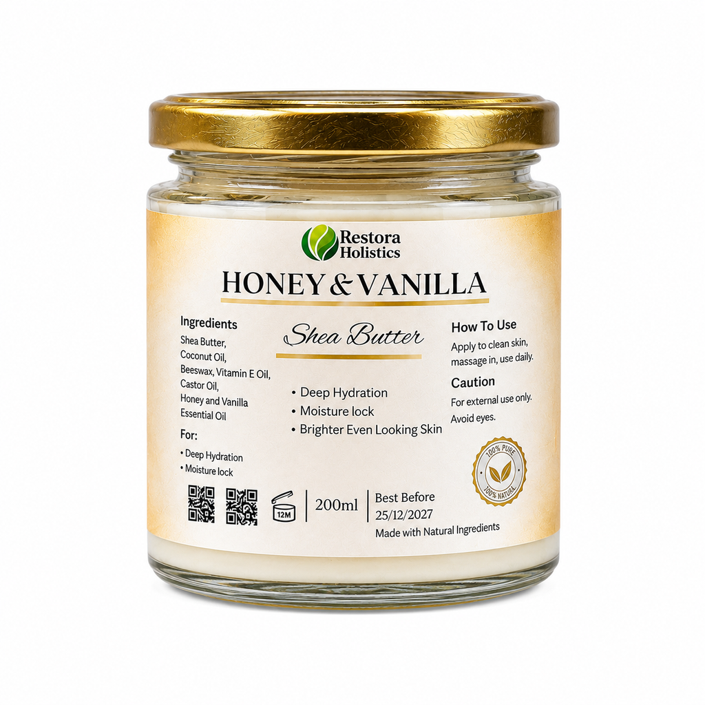 Shea Butter Body Butter with Honey and Vanilla – Natural Moisturiser for Dry and Sensitive Skin – Restora Holistics
