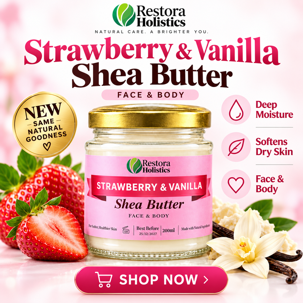 Strawberry Vanilla Shea Body Butter Dry Skin Moisturiser Face Body 200ml